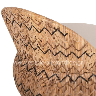 ΠΟΛΥΘΡΟΝΑ ΣΤΡΟΓΓΥΛΗ LADLON HM5992 RATTAN ΦΥΣΙΚΟ-ΕΚΡΟΥ ΜΑΞΙΛΑΡΙ 97x97x76Υεκ.