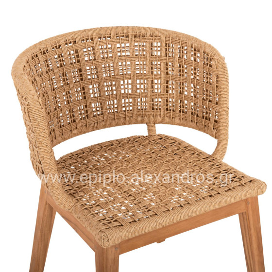 ARMCHAIR INDOORS FARLEY HM9827 TEAK WOOD-SYNTHETIC ROPE-NATURAL COLOR 58x59x72Hcm.