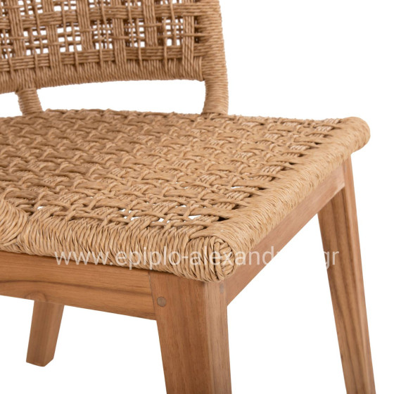 ARMCHAIR INDOORS FARLEY HM9827 TEAK WOOD-SYNTHETIC ROPE-NATURAL COLOR 58x59x72Hcm.