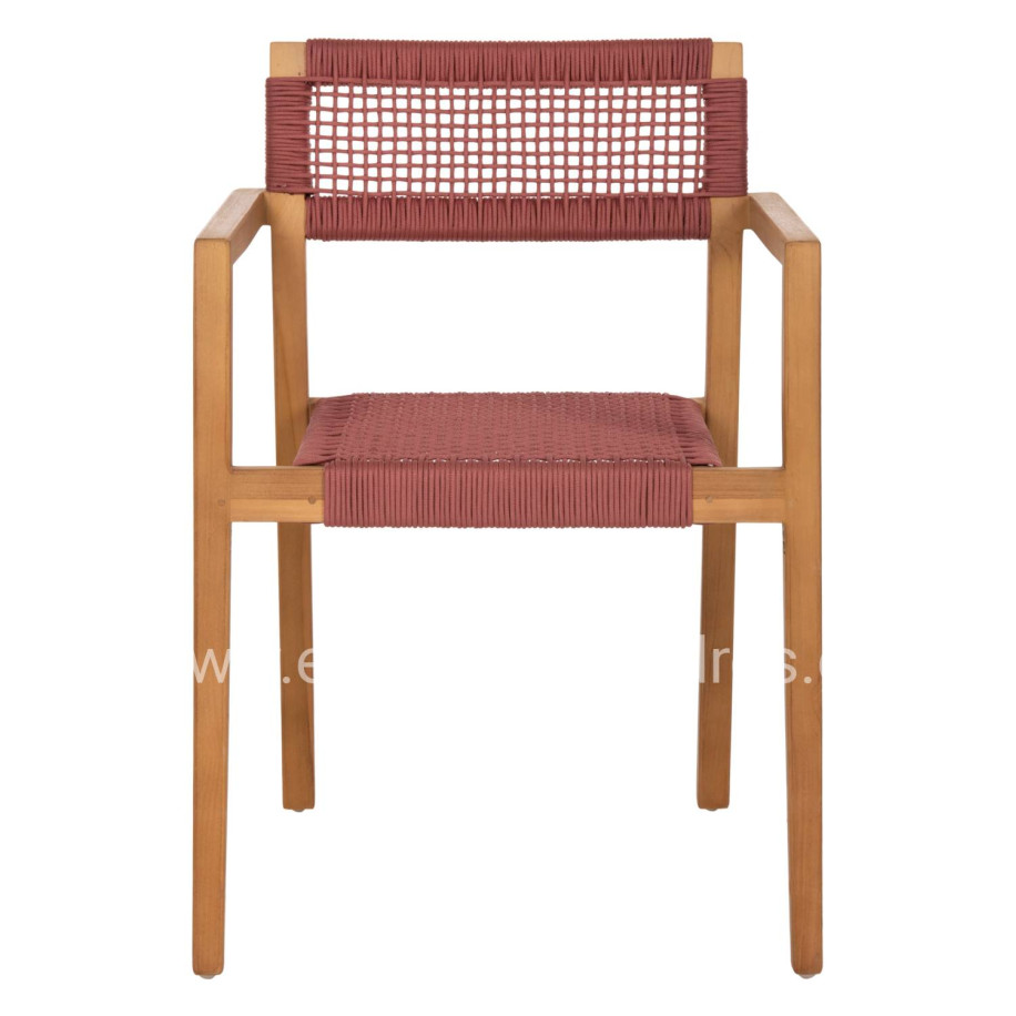 ΠΟΛΥΘΡΟΝΑ CHARLOTTE HM9637.06 ΞΥΛΟ TEAK ΦΥΣΙΚΟ & ΡΟΖ ΣΧΟΙΝΙ 59x54x83Y εκ.