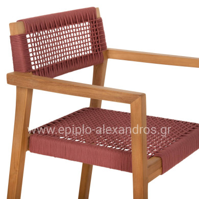 ΠΟΛΥΘΡΟΝΑ CHARLOTTE HM9637.06 ΞΥΛΟ TEAK ΦΥΣΙΚΟ & ΡΟΖ ΣΧΟΙΝΙ 59x54x83Y εκ.