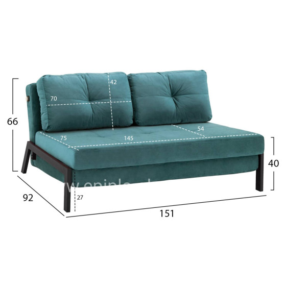 ΚΑΝΑΠΕΣ ΚΡΕΒΑΤΙ CONSTANCE HM3079.15 ΒΕΛΟΥΔΟ MENTA 2½ ΘΕΣΙΟΣ 151x92x66Υεκ.