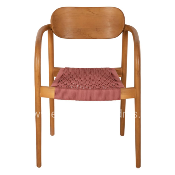 ARMCHAIR OSLO HM9636.06 TEAK WOOD IN NATURAL & PINK ROPE 55x54x80Hcm.