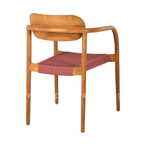 ARMCHAIR OSLO HM9636.06 TEAK WOOD IN NATURAL & PINK ROPE 55x54x80Hcm.