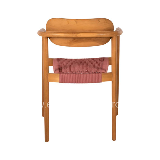 ARMCHAIR OSLO HM9636.06 TEAK WOOD IN NATURAL & PINK ROPE 55x54x80Hcm.