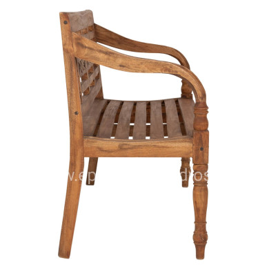 OUTDOOR BENCH HM7903 SOLID MAHOGANY WOOD IN NATURAL WITH BACKREST AND ARMS 148x54x90Hcm.