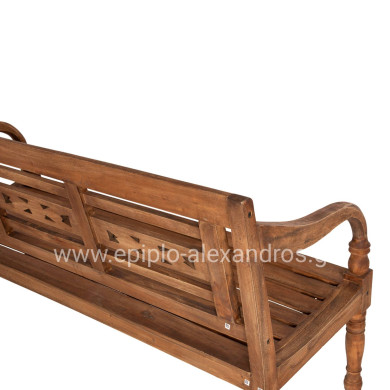 OUTDOOR BENCH HM7903 SOLID MAHOGANY WOOD IN NATURAL WITH BACKREST AND ARMS 148x54x90Hcm.
