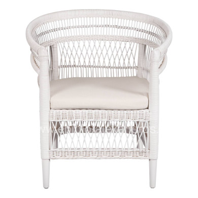 ARMCHAIR MALAWI HM9635.02 MAHOGANY WOOD WITH RATTAN IN WHITE-WHITE CUSHION 80x70x86Hcm.