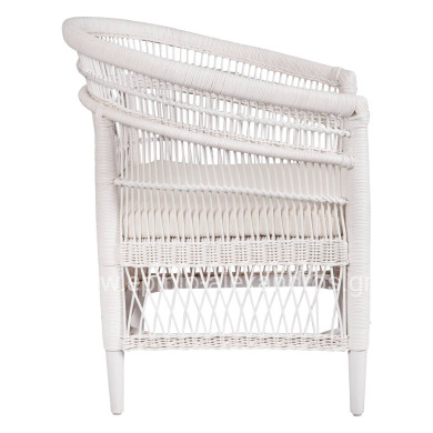 ARMCHAIR MALAWI HM9635.02 MAHOGANY WOOD WITH RATTAN IN WHITE-WHITE CUSHION 80x70x86Hcm.