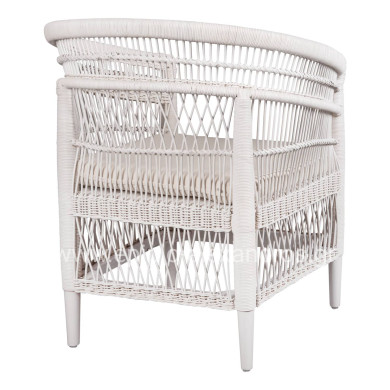 ARMCHAIR MALAWI HM9635.02 MAHOGANY WOOD WITH RATTAN IN WHITE-WHITE CUSHION 80x70x86Hcm.