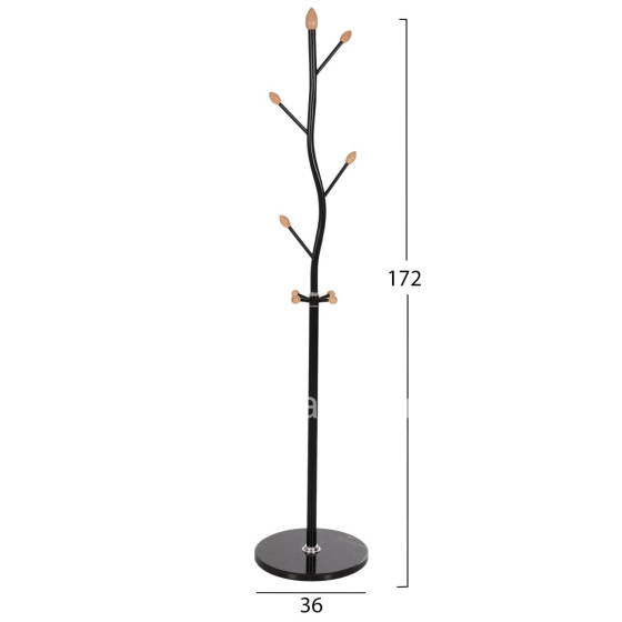 FLOOR STANDING HANGER HM9572.01 METALLIC 8 HANGING POSITIONS-BLACK Φ36x172Hcm.