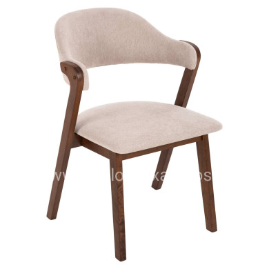DINING CHAIR RIDER HM9734.02 RUBBERWOOD IN WALNUT COLOR-ECRU FABRIC 59x59x83Hcm.