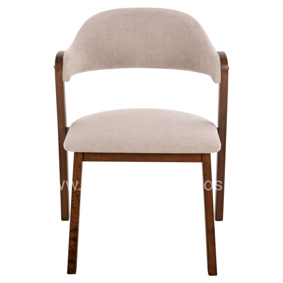 DINING CHAIR RIDER HM9734.02 RUBBERWOOD IN WALNUT COLOR-ECRU FABRIC 59x59x83Hcm.