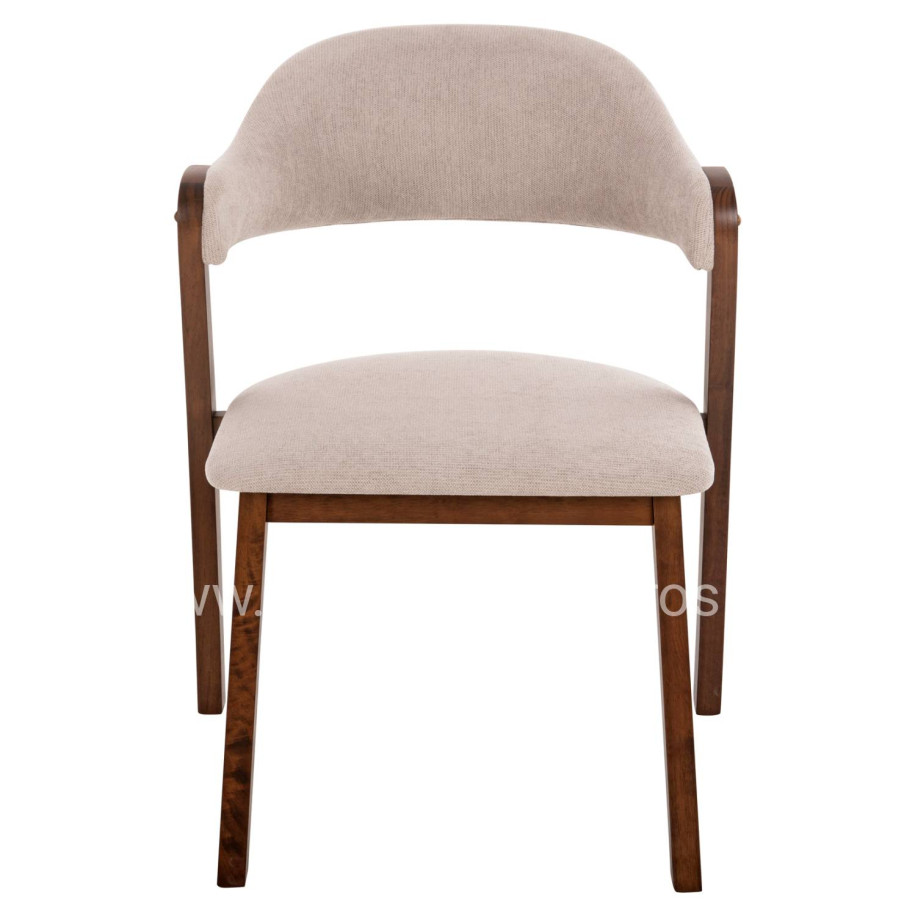 DINING CHAIR RIDER HM9734.02 RUBBERWOOD IN WALNUT COLOR-ECRU FABRIC 59x59x83Hcm.
