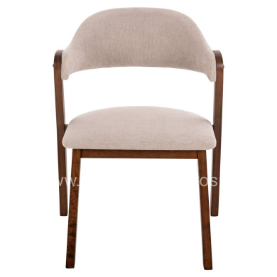 DINING CHAIR RIDER HM9734.02 RUBBERWOOD IN WALNUT COLOR-ECRU FABRIC 59x59x83Hcm.