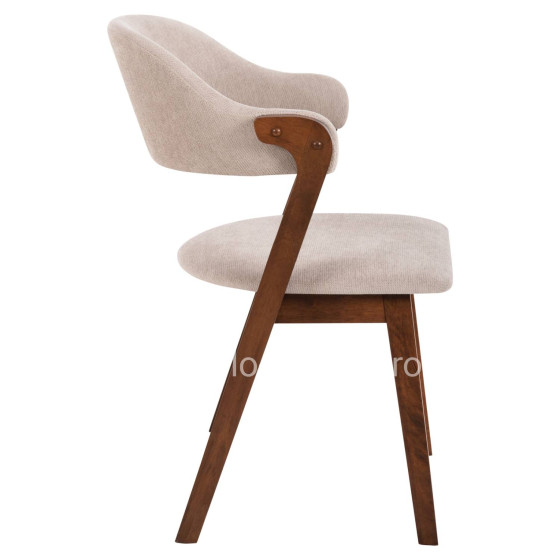 DINING CHAIR RIDER HM9734.02 RUBBERWOOD IN WALNUT COLOR-ECRU FABRIC 59x59x83Hcm.