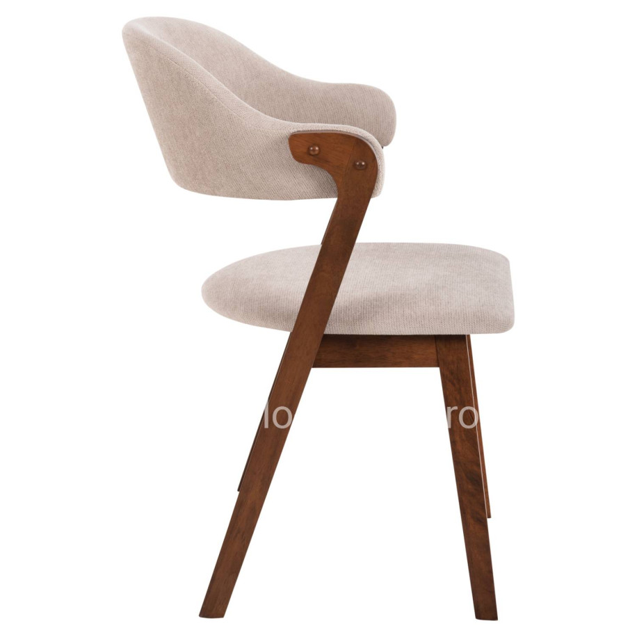 DINING CHAIR RIDER HM9734.02 RUBBERWOOD IN WALNUT COLOR-ECRU FABRIC 59x59x83Hcm.