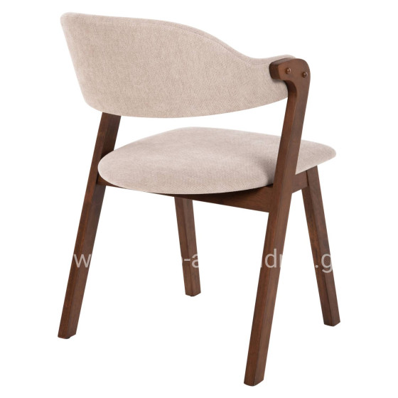 DINING CHAIR RIDER HM9734.02 RUBBERWOOD IN WALNUT COLOR-ECRU FABRIC 59x59x83Hcm.