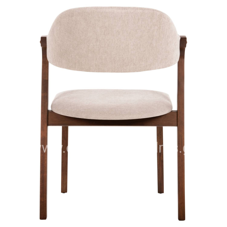 DINING CHAIR RIDER HM9734.02 RUBBERWOOD IN WALNUT COLOR-ECRU FABRIC 59x59x83Hcm.