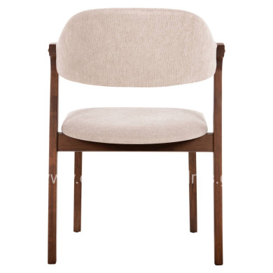 DINING CHAIR RIDER HM9734.02 RUBBERWOOD IN WALNUT COLOR-ECRU FABRIC 59x59x83Hcm.