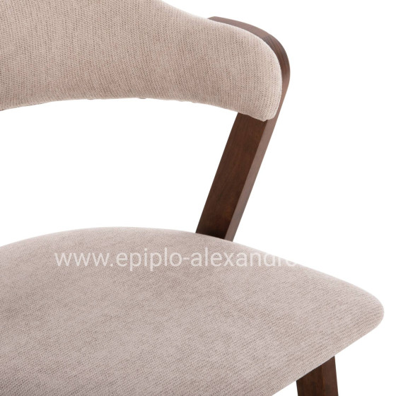 DINING CHAIR RIDER HM9734.02 RUBBERWOOD IN WALNUT COLOR-ECRU FABRIC 59x59x83Hcm.