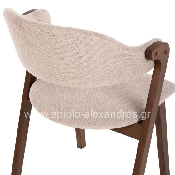 DINING CHAIR RIDER HM9734.02 RUBBERWOOD IN WALNUT COLOR-ECRU FABRIC 59x59x83Hcm.
