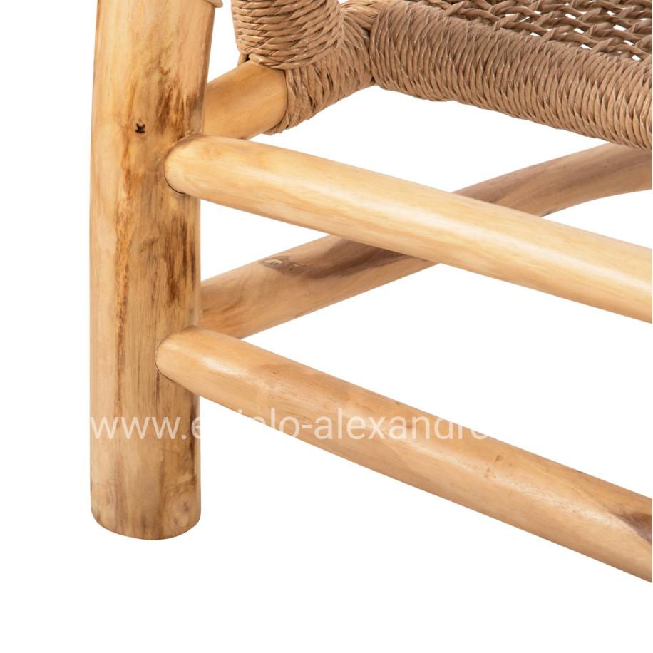 OUTDOOR SOFA 2-SEATER LONDER HM5984 TEAK WOOD AND SYNTHETIC TWISTED RATTAN 120x75x78H cm.