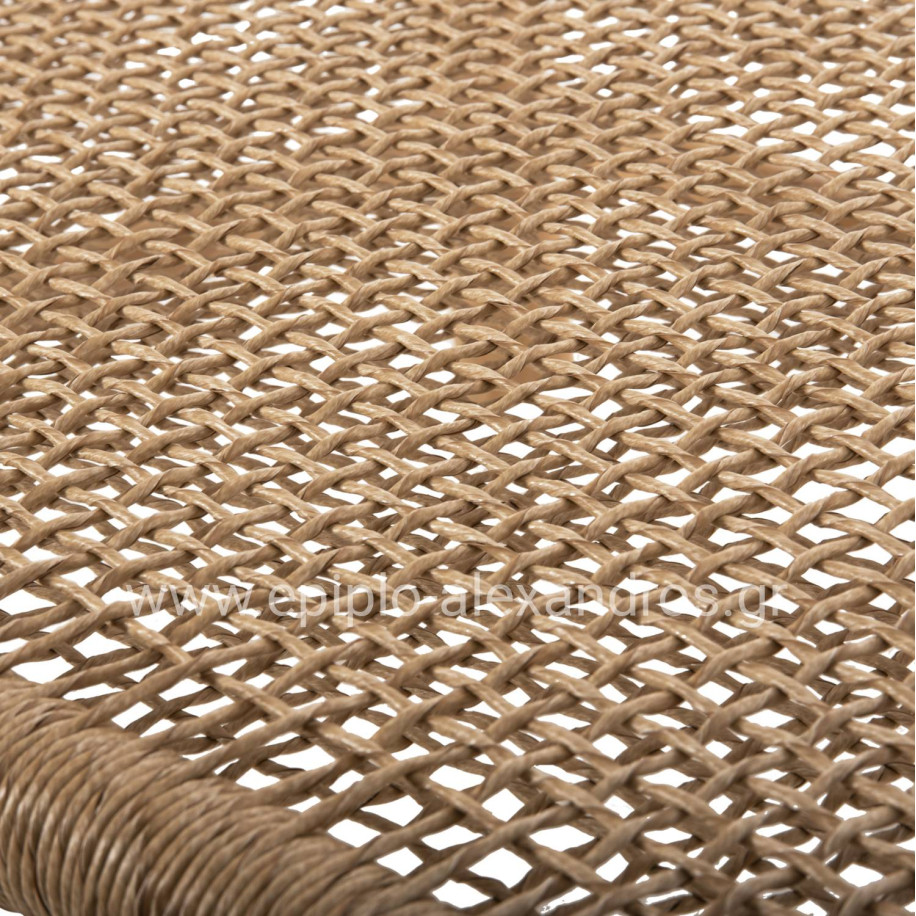 COFFEE TABLE LONDER HM5985 TEAK WOOD-SYNTHETIC RATTAN-NATURAL 119x79.5x41Hm.