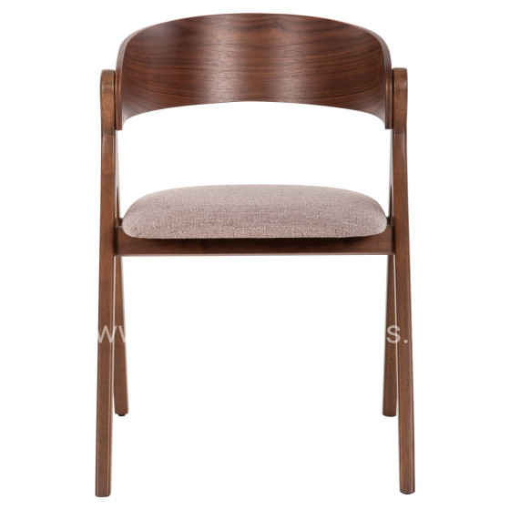DINING CHAIR NEKKER HM9739.02 RUBBERWOOD IN WALNUT COLOR-GREY FABRIC SEAT 56x55x78Hcm.
