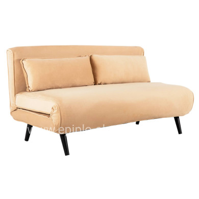 SOFABED FOR 2 PEOPLE ASMA HM3077.17 VELVET IN BEIGE COLOR 140x80x77Hcm.