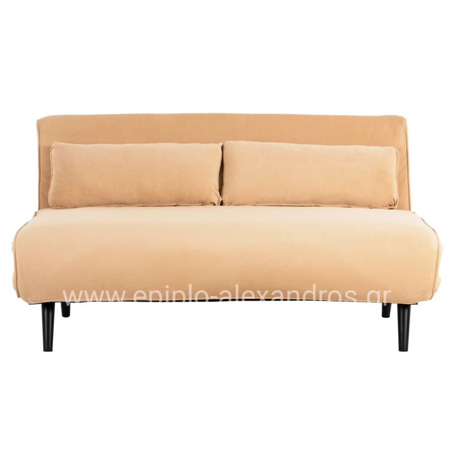 SOFABED FOR 2 PEOPLE ASMA HM3077.17 VELVET IN BEIGE COLOR 140x80x77Hcm.