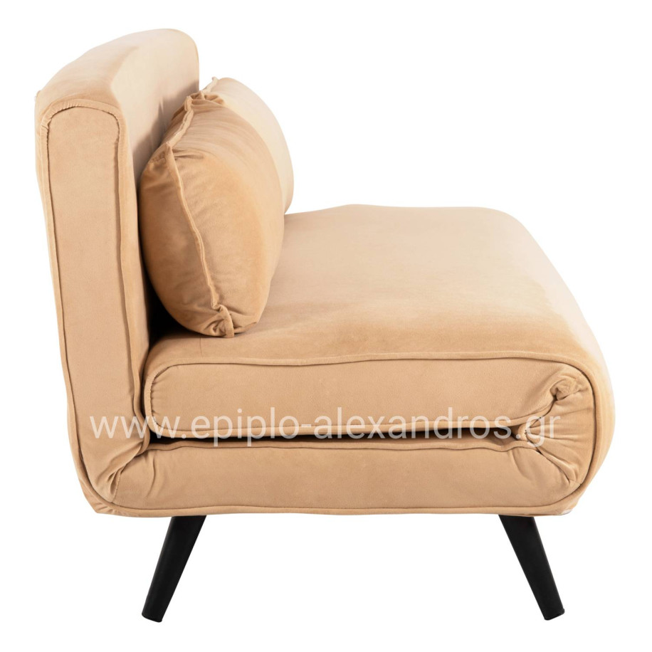 SOFABED FOR 2 PEOPLE ASMA HM3077.17 VELVET IN BEIGE COLOR 140x80x77Hcm.