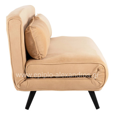 SOFABED FOR 2 PEOPLE ASMA HM3077.17 VELVET IN BEIGE COLOR 140x80x77Hcm.