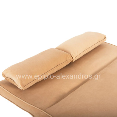 SOFABED FOR 2 PEOPLE ASMA HM3077.17 VELVET IN BEIGE COLOR 140x80x77Hcm.