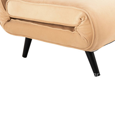 SOFABED FOR 2 PEOPLE ASMA HM3077.17 VELVET IN BEIGE COLOR 140x80x77Hcm.