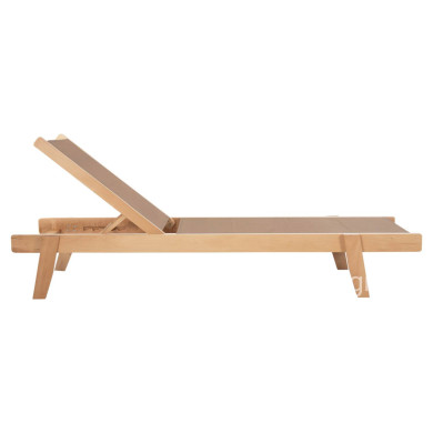 SUNBED PROFESSIONAL CRETA BEECH WOOD IN NATURAL COLOR & MOCHA TEXTILENE 200x61-66x31-91Hcm.HM10356.05