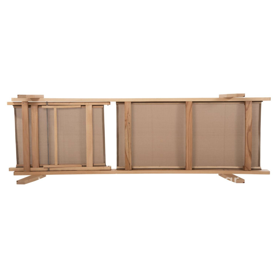 SUNBED PROFESSIONAL CRETA BEECH WOOD IN NATURAL COLOR & MOCHA TEXTILENE 200x61-66x31-91Hcm.HM10356.05