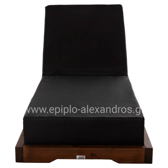BEACH LOUNGER IKARIA LOW HM10622.01 PINE WOOD IN WALNUT COLOR-BLACK TEXTILENE-CUSHION 20cm THICK