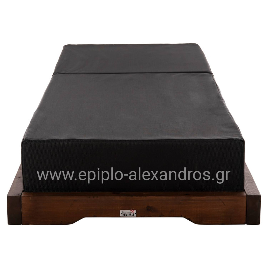 BEACH LOUNGER IKARIA LOW HM10622.01 PINE WOOD IN WALNUT COLOR-BLACK TEXTILENE-CUSHION 20cm THICK