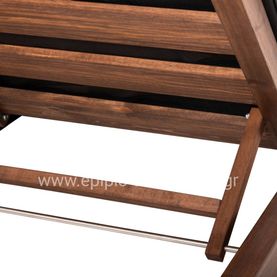 BEACH LOUNGER IKARIA LOW HM10622.01 PINE WOOD IN WALNUT COLOR-BLACK TEXTILENE-CUSHION 20cm THICK