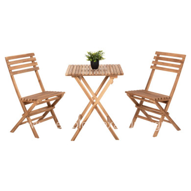 DINING SET OUTDOOR 3PCS KENDYR HM9907 SOLID TEAK WOOD-NATURAL 46x50x88,5H