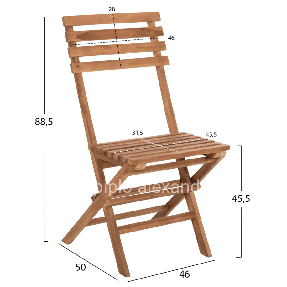 DINING SET OUTDOOR 3PCS KENDYR HM9907 SOLID TEAK WOOD-NATURAL 46x50x88,5H