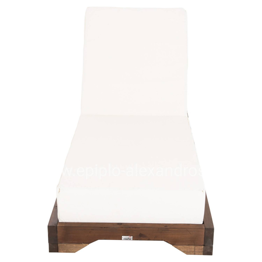 BEACH LOUNGER LOW IKARIA HM10622.02 PINE WOOD IN WALNUT COLOR-ECRU TEXTILENE-CUSHION 20cm THICK