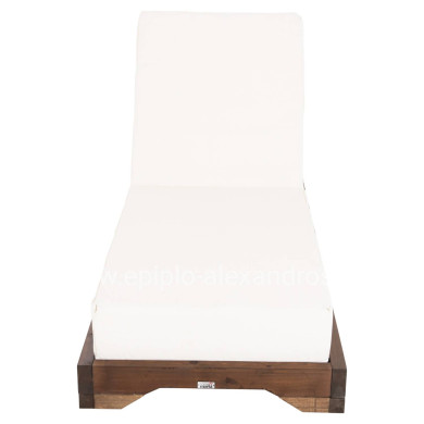 BEACH LOUNGER LOW IKARIA HM10622.02 PINE WOOD IN WALNUT COLOR-ECRU TEXTILENE-CUSHION 20cm THICK