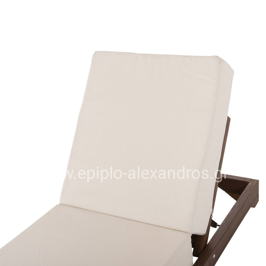 BEACH LOUNGER LOW IKARIA HM10622.02 PINE WOOD IN WALNUT COLOR-ECRU TEXTILENE-CUSHION 20cm THICK