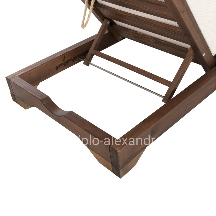 BEACH LOUNGER LOW IKARIA HM10622.02 PINE WOOD IN WALNUT COLOR-ECRU TEXTILENE-CUSHION 20cm THICK
