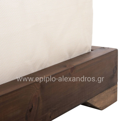 BEACH LOUNGER LOW IKARIA HM10622.02 PINE WOOD IN WALNUT COLOR-ECRU TEXTILENE-CUSHION 20cm THICK