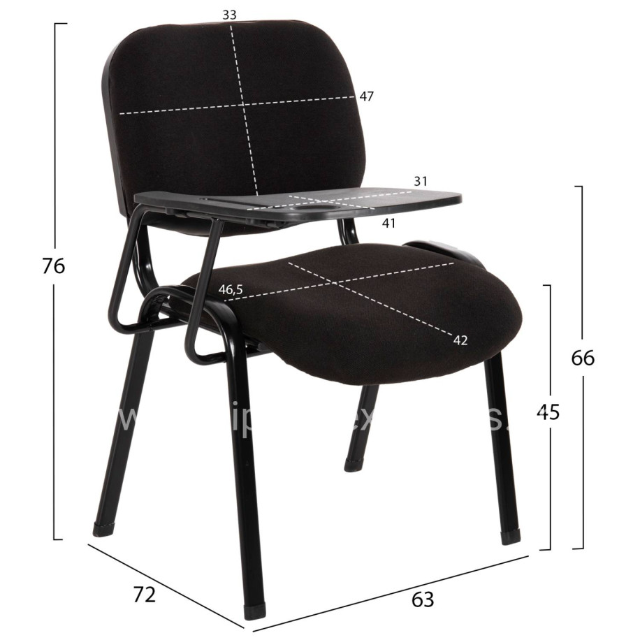 CONFERENCE CHAIR WITH DESK IN BLACK FABRIC HM11942