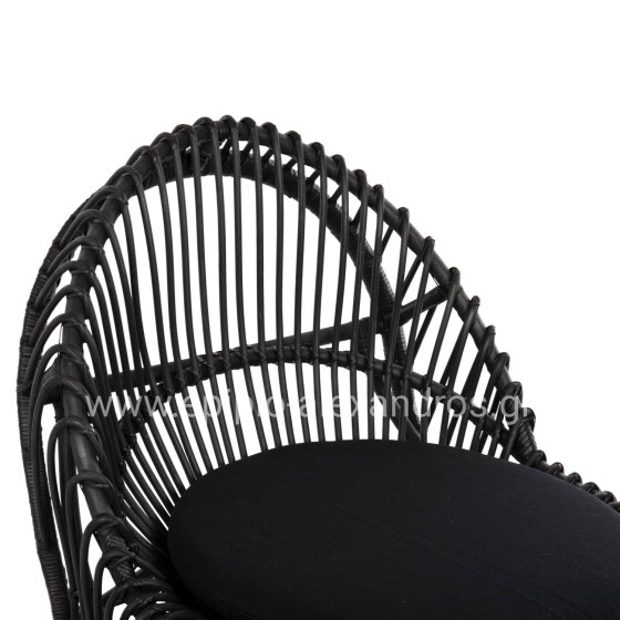 ARMCHAIR ENTROPY HM9840.03 NATURAL POLISHED RATTAN WITH CUSHION-BLACK 80x97x85Hcm.