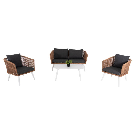 ΣΑΛΟΝΙ ΕΞ.ΧΩΡΟΥ 4ΤΜΧ FREJA HM6057.01 ΑΛΟΥΜ. ΛΕΥΚΟ-PE RATTAN ΜΠΕΖ-ΑΝΘΡΑΚΙ ΜΑΞΙΛΑΡΙΑ